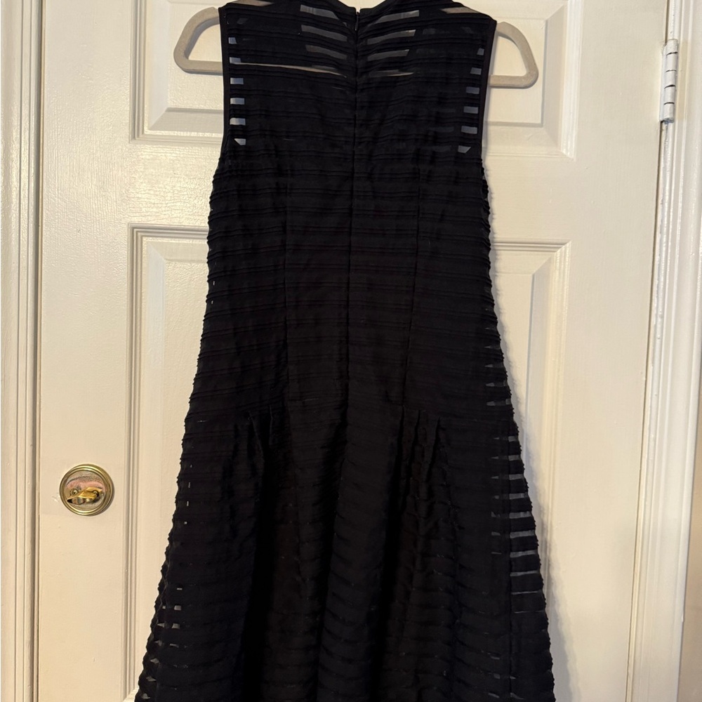Nanette Lepore Black Sleeveless Midi Dress with Lace-Style Panel - Picture 4 of 7
